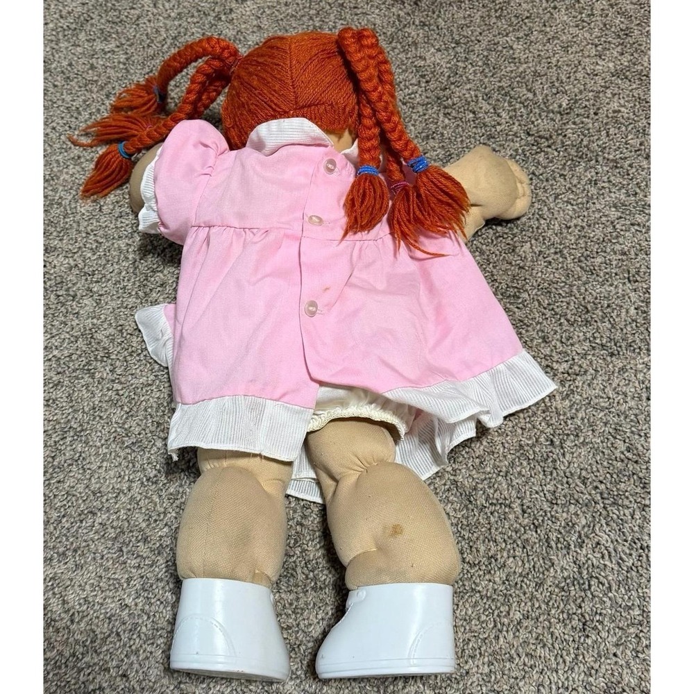 Vintage Cabbage Patch Kids Red Yarn Hair Doll Pink Dress Blue Shoes 1982 - Picture 5 of 7